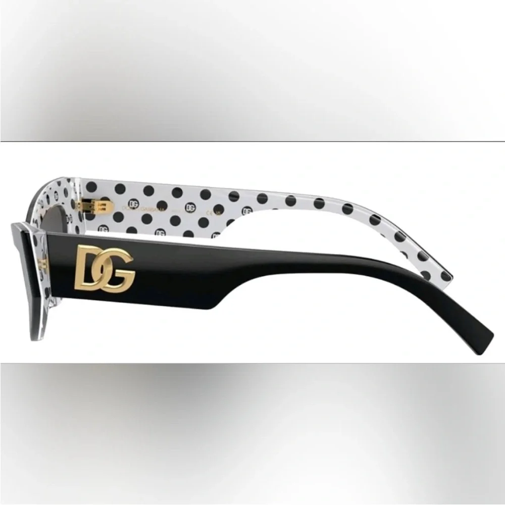 Dolce & Gabbana Black Cat-Eye Sunglasses with Gold DG Accent - Picture 4 of 6